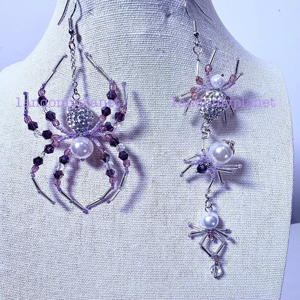 🌹HP🌹LAST 1– NEW Rhinestone Diamond & Amethyst Party Spider Drop Earring
